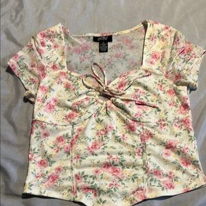 Floral Pink and Cream Top Size L